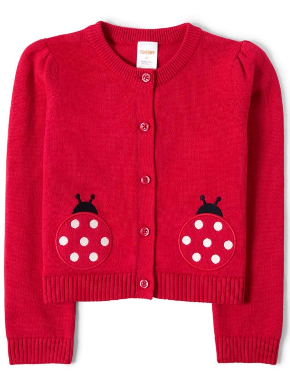 Gymboree Little Ladybug Appliqué Cardigan Girls 4T 100% Cotton